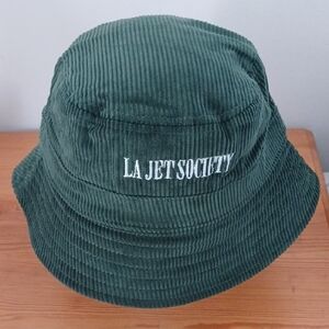 La Jet Society Dark Green Corduroy Bucket Hat 100% Cotton